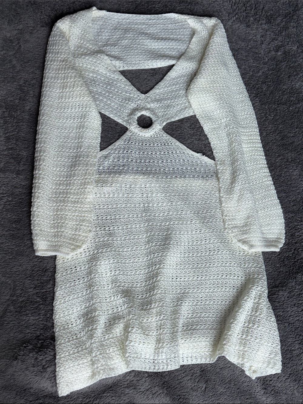 LILLYSORY Crochet Cutout Crochet Dress with Ring Detail